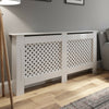 Radiator Cover Wall Cabinet Large MDF Wood White Diamond Style Modern Furniture