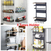 Kitchen Magnetic Organiser Rack Fridge Side Shelf Spice Storage Holder w/ Hooks