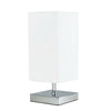 Modern Touch Table Lamps Chrome Square Fabric Lampshades LED Light Bulb Lighting