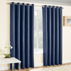 Navy Vogue Thermal Blockout Lined Ready Made Eyelet Top Ring Top Curtains Pair