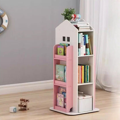 Rotating Kids Childrens Book Shelf MDF Storage Rack Organizer Bookcase Bookshelf