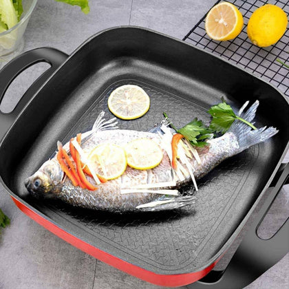 Multi 5L Cooker Electric Frying Pan Non-Stick Pot With Glass Lid 1360W