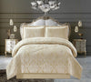 Jacquard Bedspread 3 Piece Heavy Quilted Comforter Set Floral Pattern Bed Throw