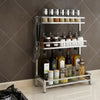 Stainless Steel 2/3 Tiers Jar Spice Organizer Rack Counter Storage Shelf w/ Hook