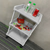 3 Tier Plastic Cream Kitchen Carts Trolley Wheels Bathroom Storage Rack Modern