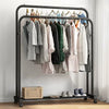 Mobile Double Clothes Hanging Rail w/ Storage Shelf Garment Shoes Display Stand