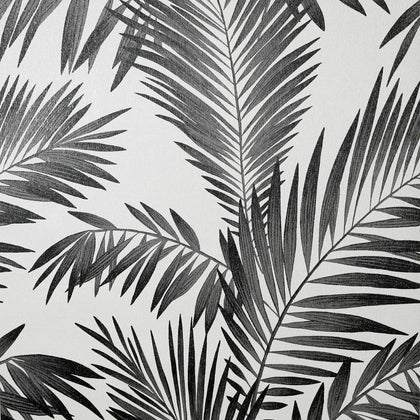 Diamond Tropical Palm Leaves Sparkly Wallpaper Arthouse Black & White 260004