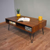 Lift Up Storage Coffee Table. Industrial Design. Black Metal Hairpin Legs.