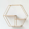 Wall Mounted Hexagonal Floating Shelves Gold Display Metal Wood Shelf Save Space