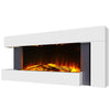 50 Inch LED Flame Glass Fireplace White Mantel Electric Fire Heater Wall Mounted