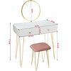 Dressing Table Stool with Mirror 2 Drawers Makeup Desk Dresser MDF White