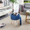 Large Foot Stool Storage Ottoman, Soft Padded Seat Golden Metal Legs Vanity Seat