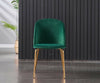 2X Morden Velvet Fabric Dining Chairs Metal Brass Legs Kitchen Padded Seat Green