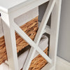 White Wooden Storage Unit 4 Drawer Chest Water Hyacinth Basket Hallway Organiser