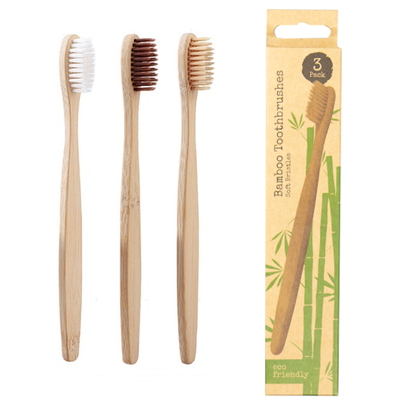 Eco Friendly & Biodegradable Family Pack Of 3 Bamboo Toothbrush