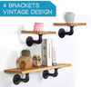 4 Pipe Shelf Bracket Industrial Metal Rustic Wall Floating Shelves Support Decor