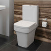Close Coupled Bathroom Toilet Modern White Square Ceramic Soft Close Seat WC Pan