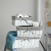 White Wicker Storage Basket White Lining  Gift Hamper Basket - in 3 Sizes