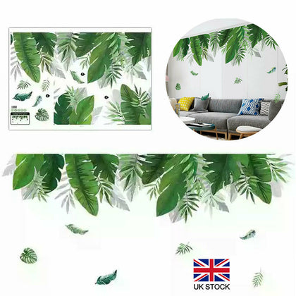Summer Green Leaf Wall Sticker Background Living Room Art Home Decals DIY UK