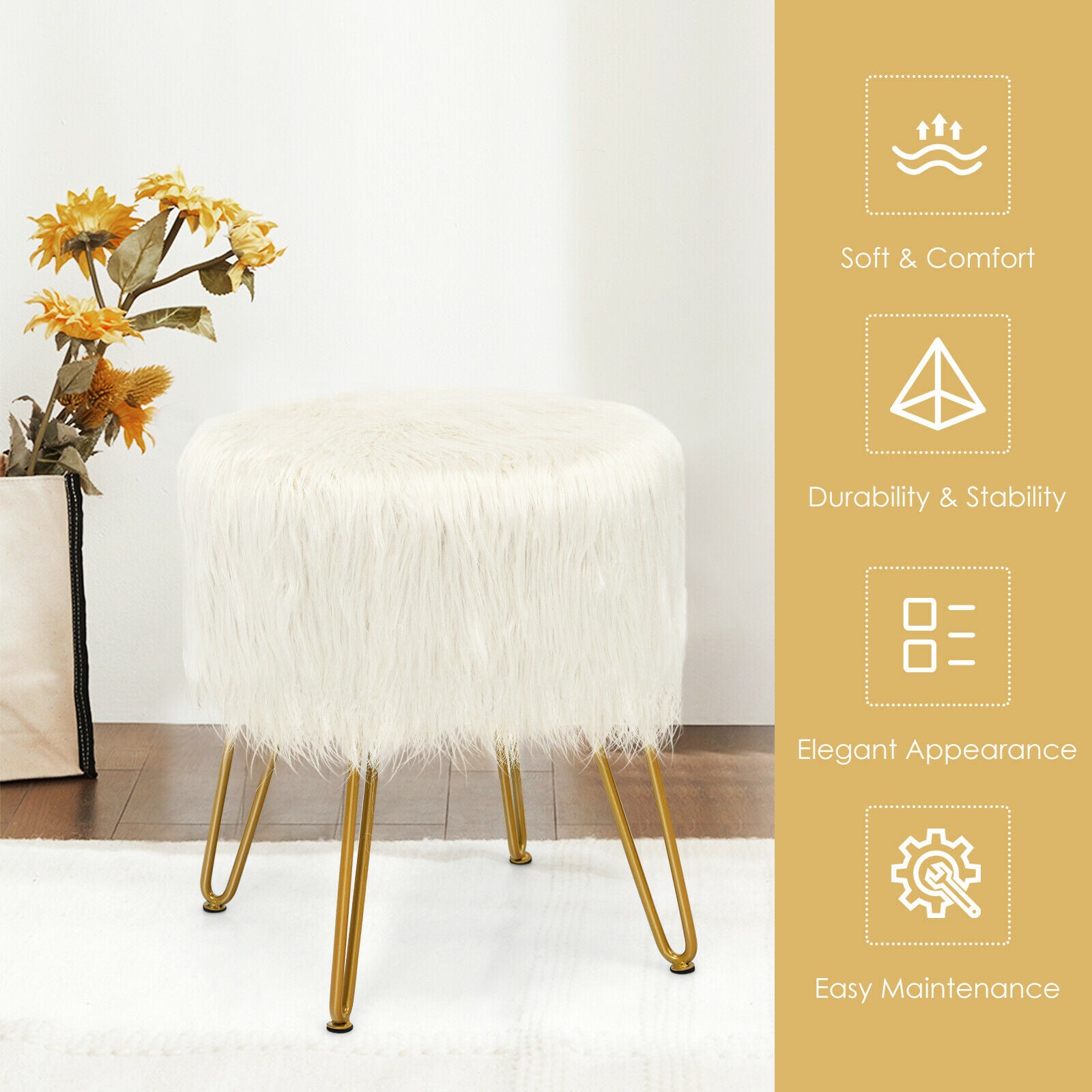 Vanity stool online faux fur