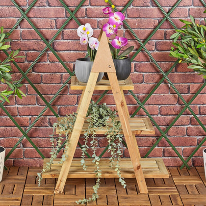 3 Tier Wooden Stairs Standing Shelving Flower Plant Decoration Display Rack
