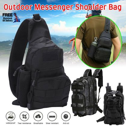 Men's Black Messenger Bag Waterproof Cross Body Shoulder Utility Travel Work P8