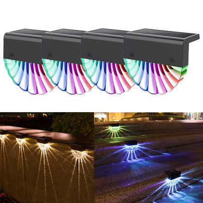 4PCS LED Solar Fence Lights Floor Decking for Outdoor Garden Path Warm White/RGB