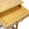 Woodluv Bamboo Kitchen Storage Trolley Cart With Drawer & Wire Storage Basket