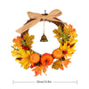 Fall Door Pumpkin Wreath Autumn Color Maple Leaf Bell Wreaths Garland LED Lights