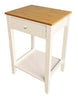 WHITE BEDSIDE TABLE CABINET STORAGE SHELF/DRAWER BEDROOM NIGHTSTAND NATURAL TOP