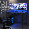 LED Gaming Desk PC Computer Office Table Carbon Fibre Effect Home Workstation UK