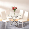 Round Glass Kitchen Table Small Family House Living Room 2/4 Dining Chairs Set