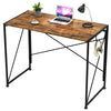 Industrial Style Metal Frame Wooden Desk Home Office Folding Computer Table