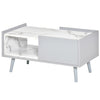 Two-Tone Coffee Table Marble Effect w/ Storage Wood Legs Home Furniture