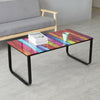 Tempered Glass Coffee Table with Metal Frame Side End Table Modern Living Room