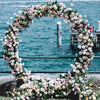 1.85M Round Gold Wedding Arch Backdrop Mesh Free Standing Flowers Balloon Frame