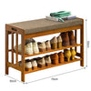 Hallway Shoe Storage Rack Cushion Padded Bench Bamboo Wood Entryway Organizer