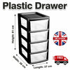 4 Tier Plastic Drawers Storage Office Home Tower Chest Drawer School Uni