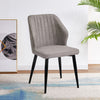 2pcs Dining Chairs Set Faux Leather Back Seat Metal Legs Restaurant Chair Grey