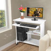 Wooden Trolley Computer PC Laptop Desk White Study Office Bedroom Furniture Wood
