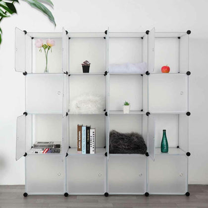 16-Cube Plastic Wardrobe Cupboard Organizer Storage Clothes Closet Shoes Rack UK