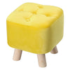 Luxury Padded Wooden Footstool Ottoman Square/Round Pouffe Stool Wood 4 Legs UK