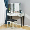 Bedroom 1/2 Drawers Mirrored Glass Dressing Table Cushioned Stool Mirror Set UK