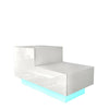 High Gloss Front Bedside Table Cabinet Nightstand White 2 Drawer RGB LED