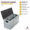 LARGE PLASTIC GARDEN STORAGE BOX OUTDOOR WATERPROOF DECK CONTAINER CHEST SHED