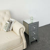 2PCS Glass Mirrored Bedside Tables Crystal Bedroom Side Drawer Storage Cabinet