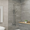 Bathroom Thermostatic Mixer Shower Set Square Chrome Twin Head Exposed Valve