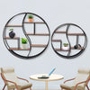 Large Round Wall Unit Industrial Retro Metal Wood Shelf Storage Hanging Rack UK