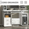 White Wooden Desk with Drawers PC Workstation Office Computer with Keyboard Tray