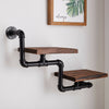 Industrial Ladder Pipe Shelf Wooden Wall Mount Display Shelving Floating Storage